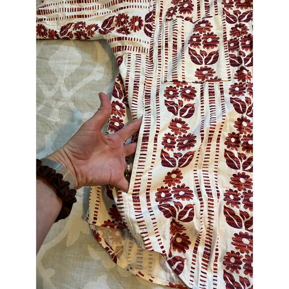 Pilcro by Anthropologie rust red floral button up shirt women’s xl - Picture 6 of 10